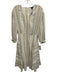 ATM Size 4 White, Gray, Yellow Linen Stripe V Neck Long Sleeve Dress White, Gray, Yellow / 4