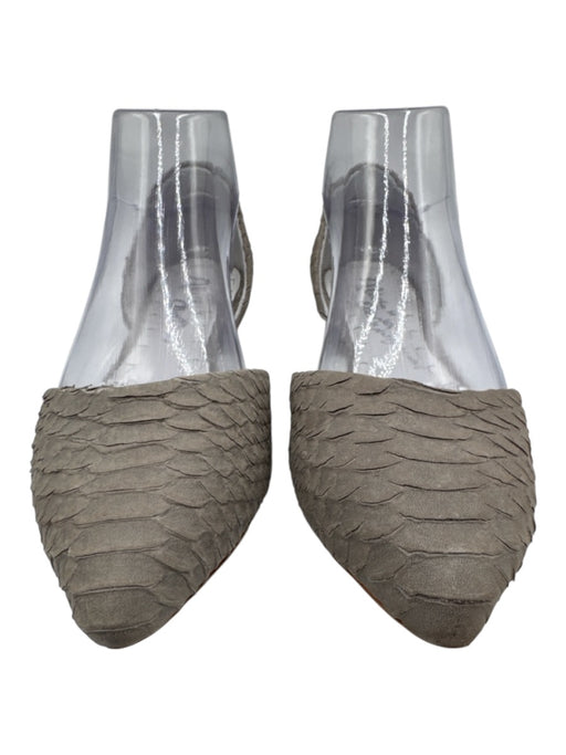 Alice + Olivia Shoe Size 38 Taupe Gray Leather Upper Python Embossed Pump Flats Taupe Gray / 38