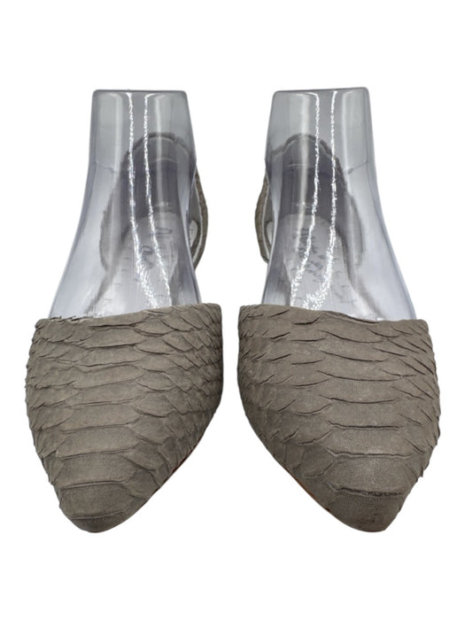 Alice + Olivia Shoe Size 38 Taupe Gray Leather Upper Python Embossed Pump Flats Taupe Gray / 38