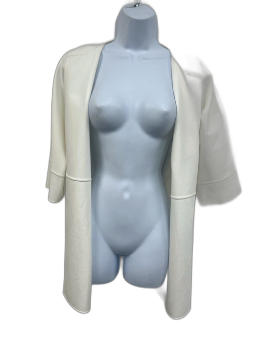 Michael Kors Collection Size 10 White Cotton Blend Open Front 1/2 Sleeve Jacket White / 10
