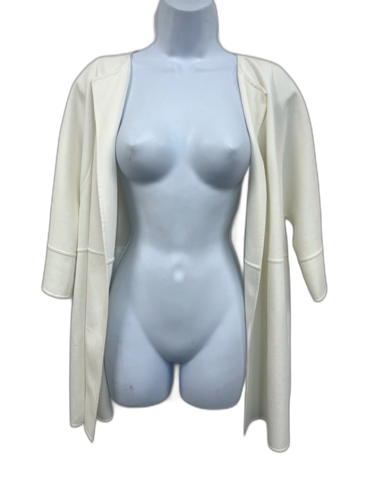 Michael Kors Collection Size 10 White Cotton Blend Open Front 1/2 Sleeve Jacket White / 10