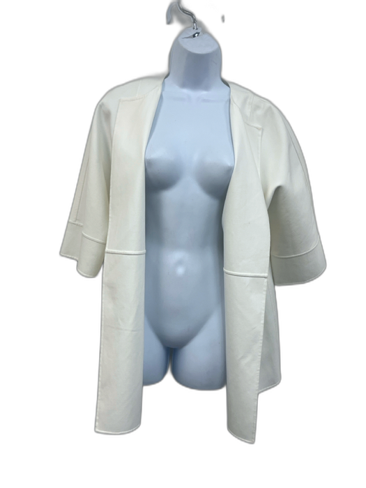 Michael Kors Collection Size 10 White Cotton Blend Open Front 1/2 Sleeve Jacket White / 10