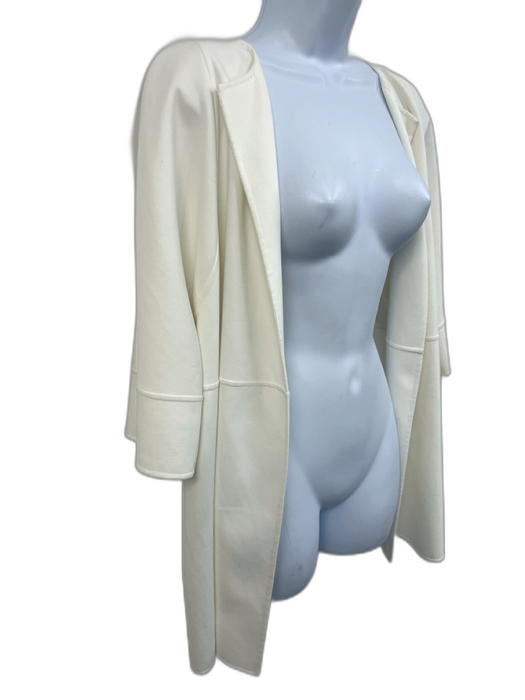 Michael Kors Collection Size 10 White Cotton Blend Open Front 1/2 Sleeve Jacket White / 10
