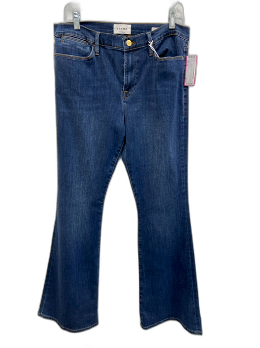 Frame Size 33 Dark Wash Cotton Denim High Waist Flare Jeans Dark Wash / 33