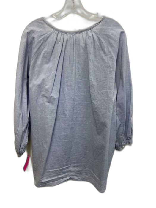 Ann Mashburn Size L Chambray Blue Cotton V Neck Long Sleeve Top Chambray Blue / L