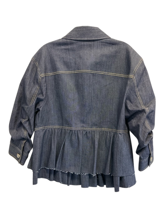 Cinq a Sept Size XL Dark Wash Cotton Blend Denim Scrunch Sleeve Jacket Dark Wash / XL