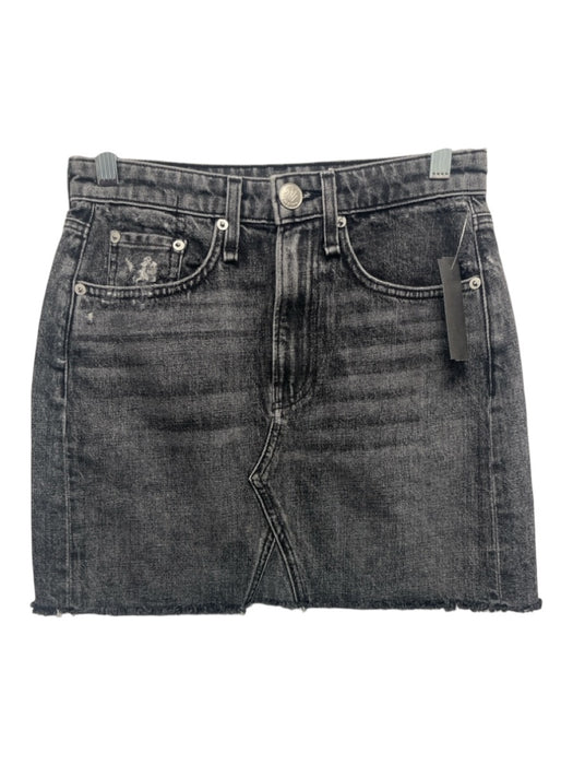 Rag & Bone Size 25 Charcoal Gray Cotton Denim Raw Hem Button & Zip Fly Skirt Charcoal Gray / 25