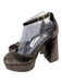 Larroude Shoe Size 8 Dark Brown textile upper Velvet Ankle Buckle Platform Pumps Dark Brown / 8