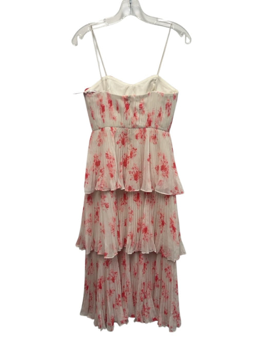 Self-Portrait Size 2 Cream White & Pink Polyester Floral Spaghetti Strap Dress Cream White & Pink / 2