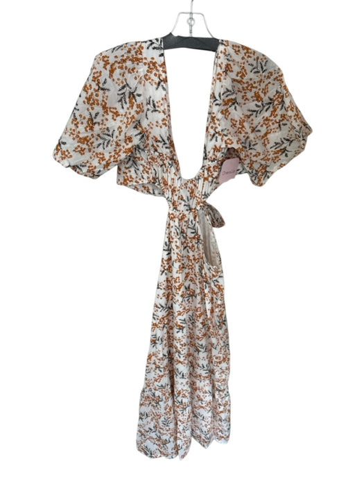 Hudson Gray Size L White & Orange Cotton Cut Outs Tree Branches Tie Front Dress White & Orange / L