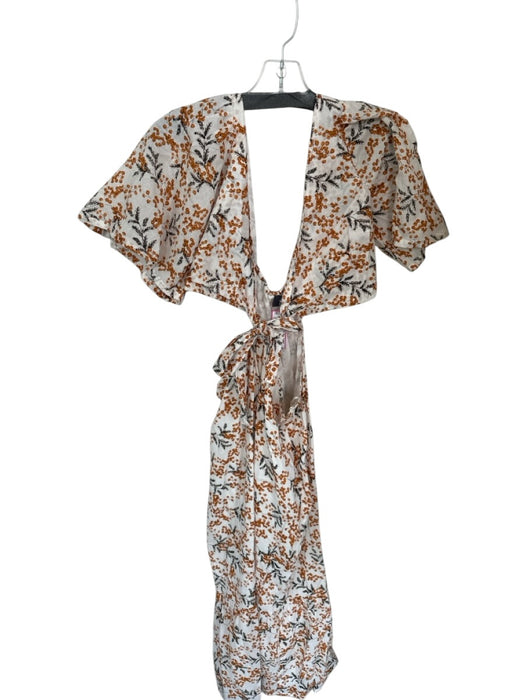 Hudson Gray Size L White & Orange Cotton Cut Outs Tree Branches Tie Front Dress White & Orange / L