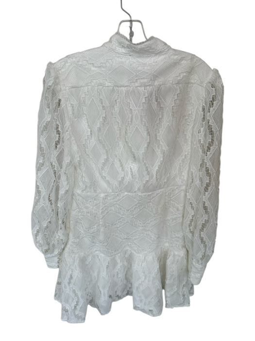 Bardot Size XL White Polyester Lace Long Sleeve high neck Quarter Button Dress White / XL