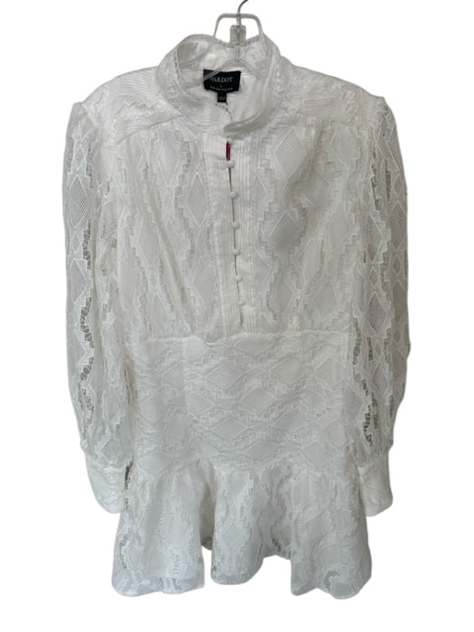 Bardot Size XL White Polyester Lace Long Sleeve high neck Quarter Button Dress White / XL