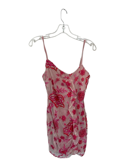 Parker Size S Pink Nylon & Spandex Mesh Floral Spaghetti Strap Mini Dress Pink / S