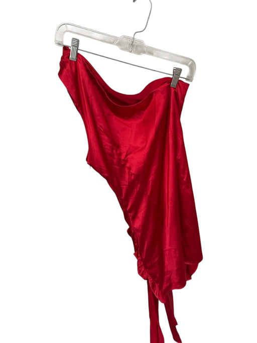 Superdown Size M Red Polyester & Elastane One Shoulder Side Ruching Mini Dress Red / M