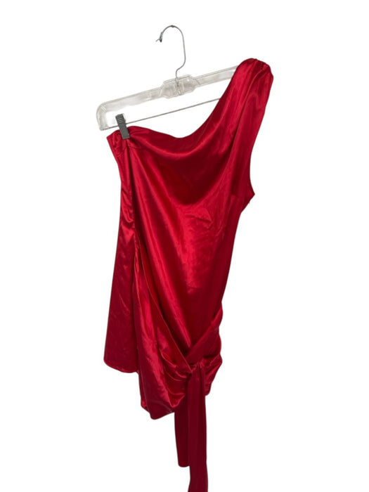 Superdown Size M Red Polyester & Elastane One Shoulder Side Ruching Mini Dress Red / M