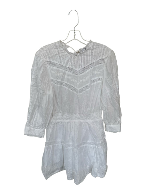 Love Shack Fancy for Target Size M White Cotton 3/4 Sleeve High Neck Mini Dress White / M