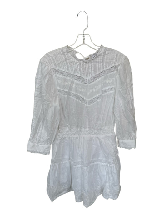Love Shack Fancy for Target Size M White Cotton 3/4 Sleeve High Neck Mini Dress White / M