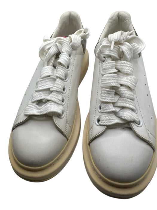 Alexander McQueen Shoe Size 37 Off White Leather Silver Detail Platform Sneakers Off White / 37