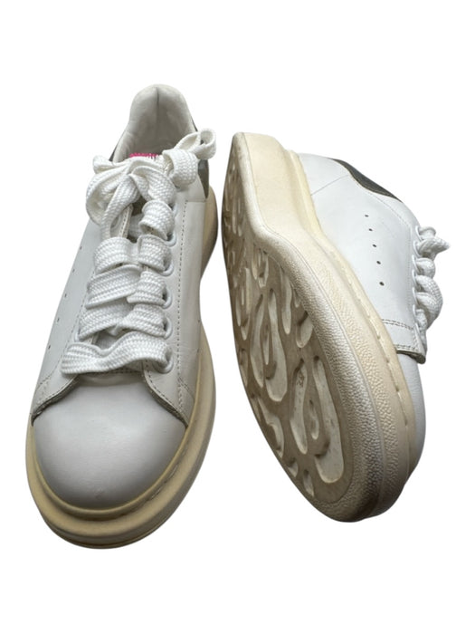 Alexander McQueen Shoe Size 37 Off White Leather Silver Detail Platform Sneakers Off White / 37