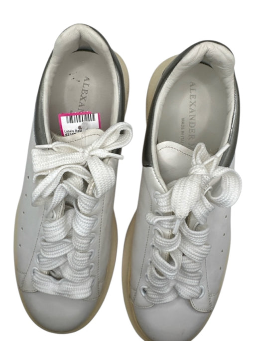 Alexander McQueen Shoe Size 37 Off White Leather Silver Detail Platform Sneakers Off White / 37