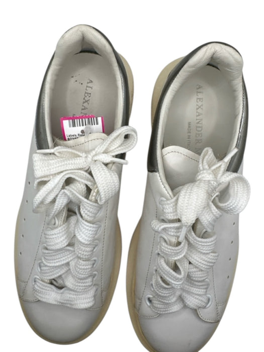Alexander McQueen Shoe Size 37 Off White Leather Silver Detail Platform Sneakers Off White / 37