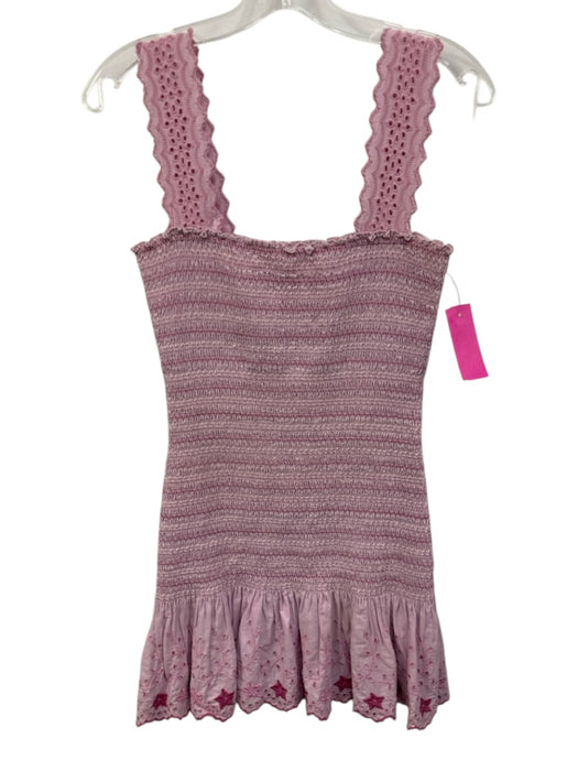 Loveshackfancy Size S Pink Cotton Shirred Sleeveless Embroidered Detail Dress Pink / S