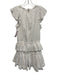 Misa Size S White Cotton Ruffle Cap Sleeve Tie V Neck Elastic Waist Dress White / S