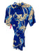 Farm Rio Size S Blue & Beige Linen Blend Short Sleeve Floral Button Front Romper Blue & Beige / S