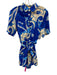 Farm Rio Size S Blue & Beige Linen Blend Short Sleeve Floral Button Front Romper Blue & Beige / S