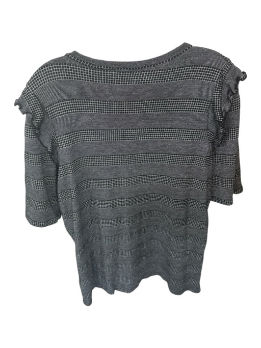 Sol Angeles x Anthropologie Size XL Black & Silver Rayon Blend Short Sleeve Top Black & Silver / XL