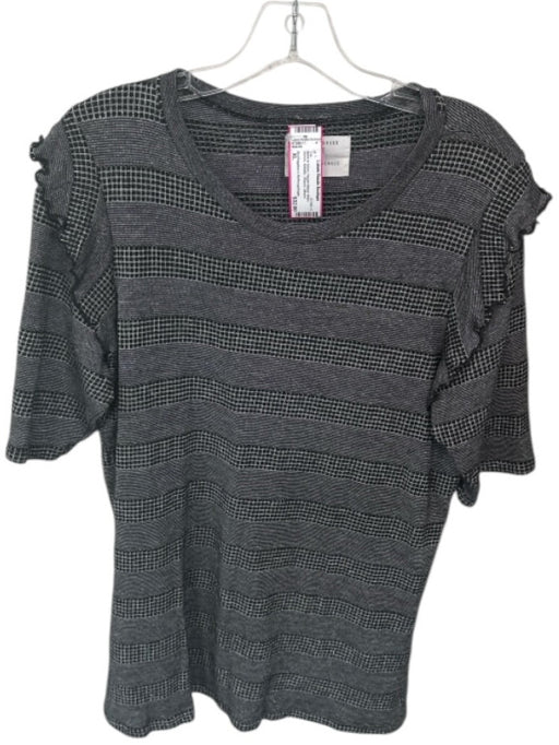 Sol Angeles x Anthropologie Size XL Black & Silver Rayon Blend Short Sleeve Top Black & Silver / XL