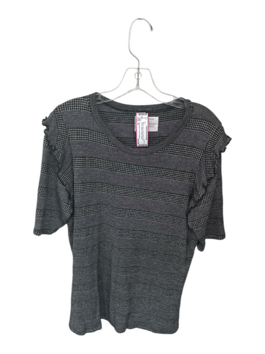 Sol Angeles x Anthropologie Size XL Black & Silver Rayon Blend Short Sleeve Top Black & Silver / XL
