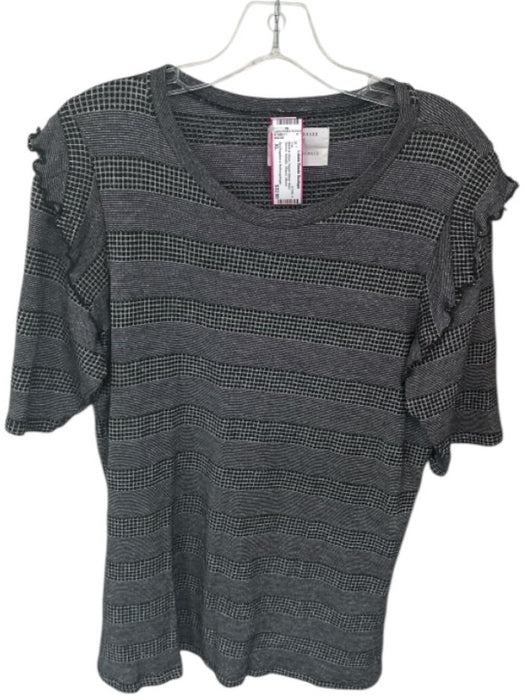 Sol Angeles x Anthropologie Size XL Black & Silver Rayon Blend Short Sleeve Top Black & Silver / XL