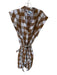 Whit Two Size 2X Light Brown & White Cotton Gingham Button Up Collar Romper Light Brown & White / 2X