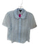 J Crew Size 14 Baby Blue Cotton Short Sleeve Button Up loop trim Top Baby Blue / 14
