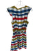 Anthropologie Size 16 Blue & Multi Cotton Gingham Deep V Belt attached Dress Blue & Multi / 16