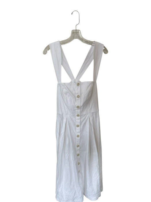 Maeve Size 16 White Viscose Blend Button Up Square Neck Maxi Side Zip Dress White / 16