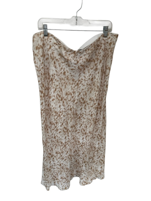 J Crew Size XXL Tan & White Cupro Blend Animal Print Maxi Bias Cut Skirt Tan & White / XXL
