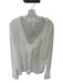 Anthropologie Size XL Ivory Polyester Blend Tie Front Long Sleeve Collar Top Ivory / XL