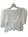 Anthropologie Size 1X White Cotton Blend Short Sleeve Puff Sleeve Ruffle Top White / 1X