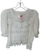 Anthropologie Size 1X White Cotton Blend Short Sleeve Puff Sleeve Ruffle Top White / 1X