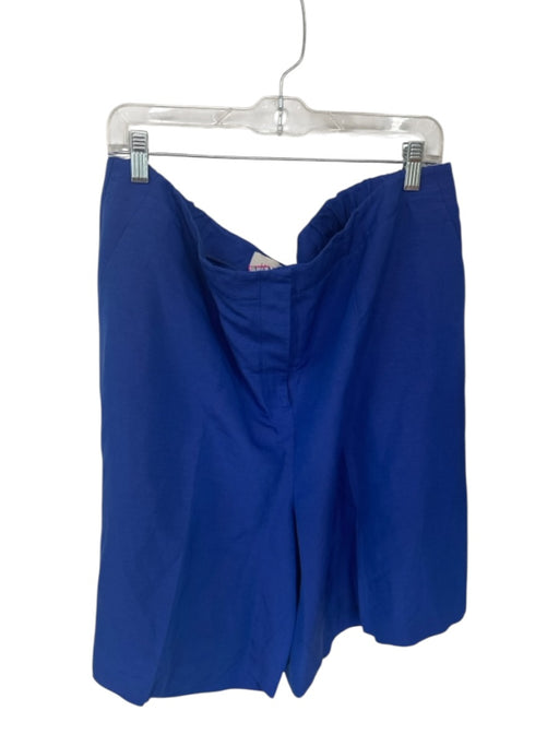 Lafayette 148 Size 16 Royal Blue Silk Blend Knee Length Pockets Shorts Royal Blue / 16