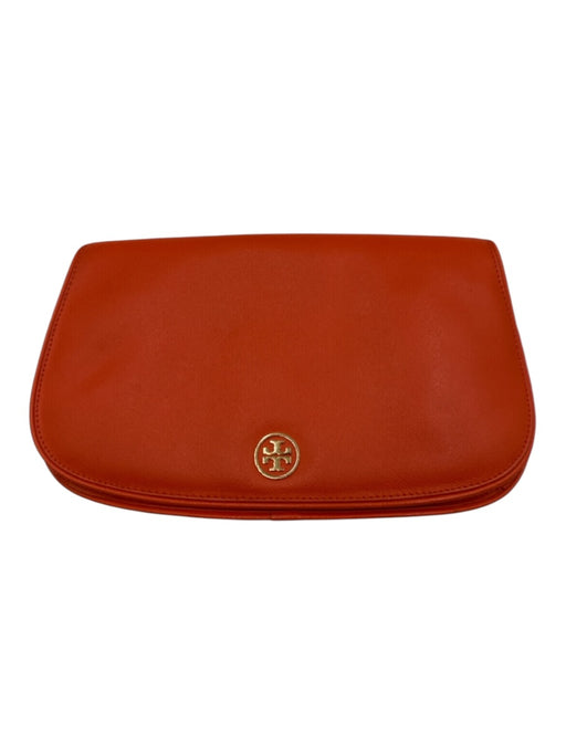 Tory Burch Orange Coated Leather Magnetic  Flap Crossbody Strap Bag Orange
