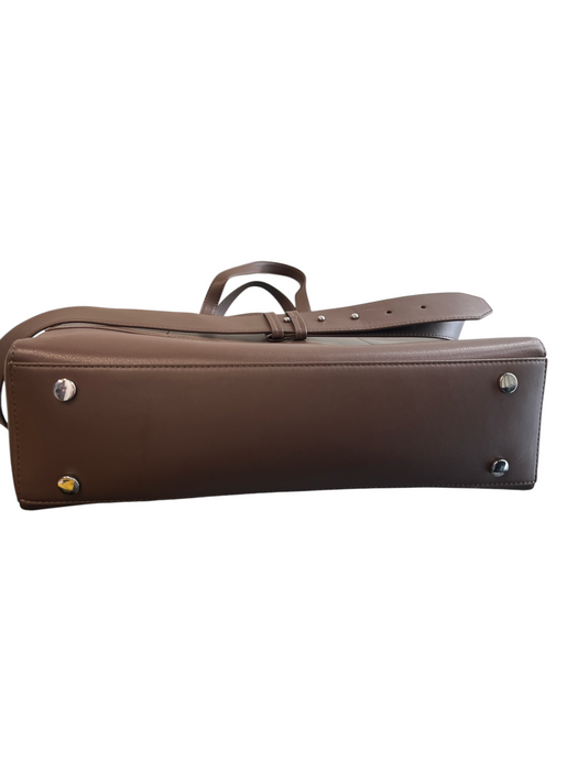 Calpak Brown Leather Silver Hardware Computer insert Crossbody Tote Bag Brown / L