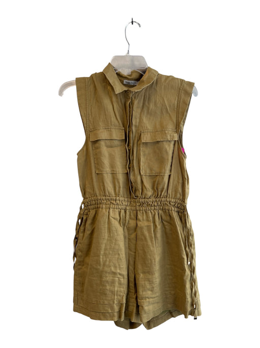 Mon Renn Size M Yellow No Fabric Tag Linen Blend Collar Button Up Romper Yellow / M