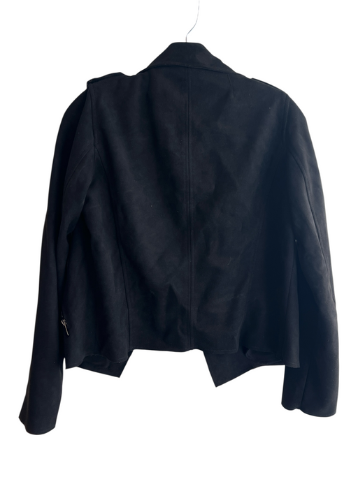 KUT Size S Black Polyester Suede Long Sleeve Side Pockets Cropped Jacket Black / S