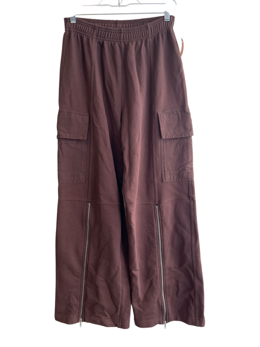 Zara Size M Brown Polyester Elastic Waist Cargo Pockets Zipper Detail Pants Brown / M