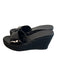 Prada Shoe Size 36.5 Black Patent Leather Wedge Plated Open Toe & Heel Shoes Black / 36.5
