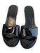 Prada Shoe Size 36.5 Black Patent Leather Wedge Plated Open Toe & Heel Shoes Black / 36.5